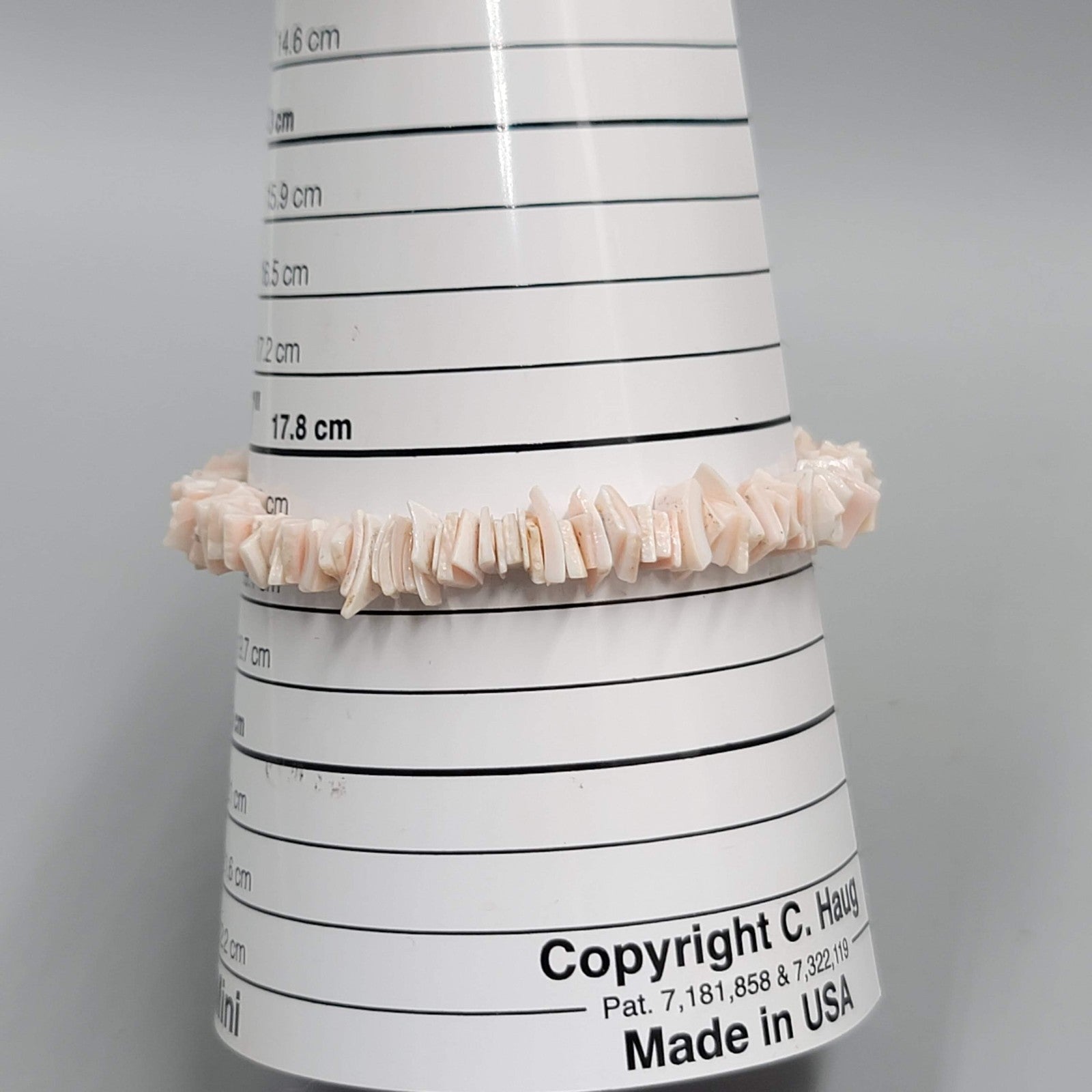 Vintage Pink Shell Chip Bead Bracelet Beach Theme 7.25"