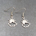 New Happy Sun Clouds Pierced Earrings Silver tone Dangle 3/4"