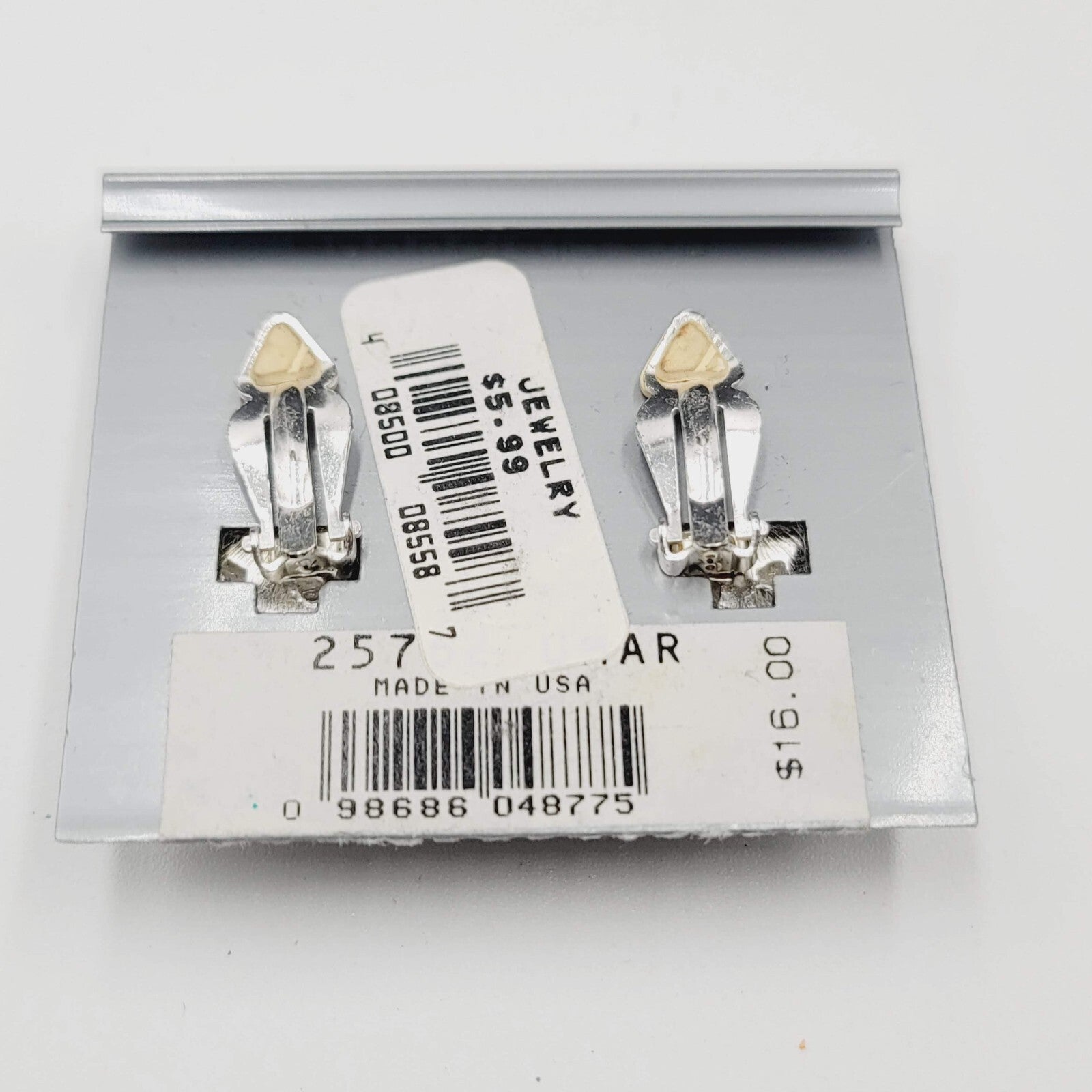 Vintage Liz Claiborne Clip on Earrings Silver tone Blue NOS 1 1/8"