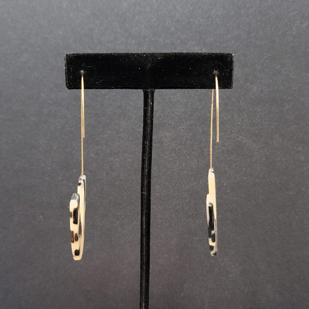 Pierced Earrings Large Resin Hoops Faux Tortoise Brown Pattern 3"