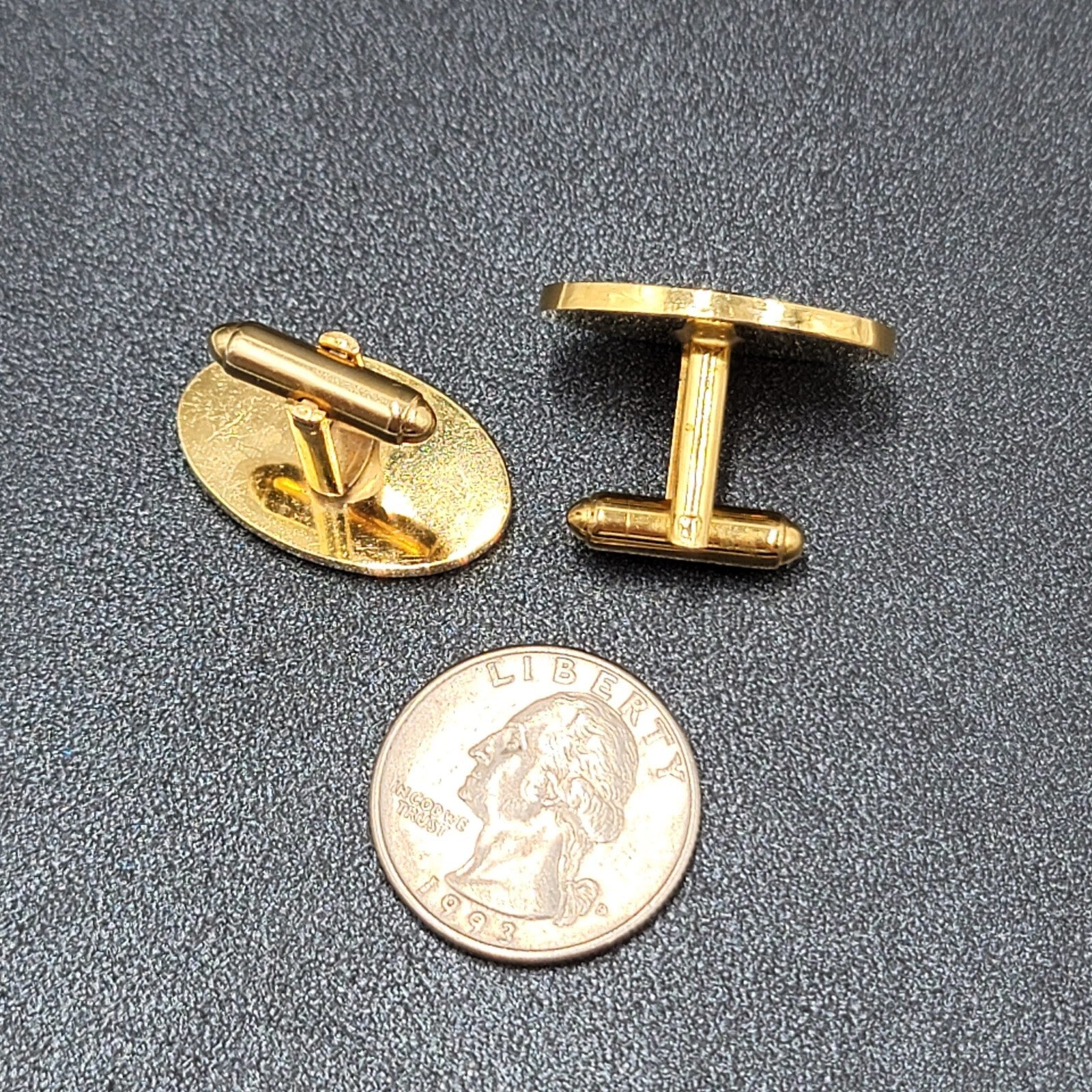 Vintage Dante Tigers Eye Stone Cufflinks Gold tone Oval 1"