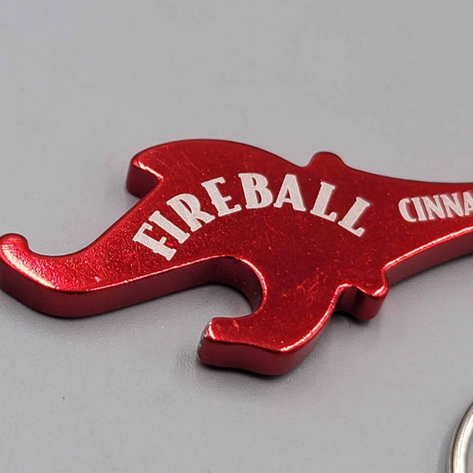 Fireball Keychain Bottle Opener Can Opener Red Metal