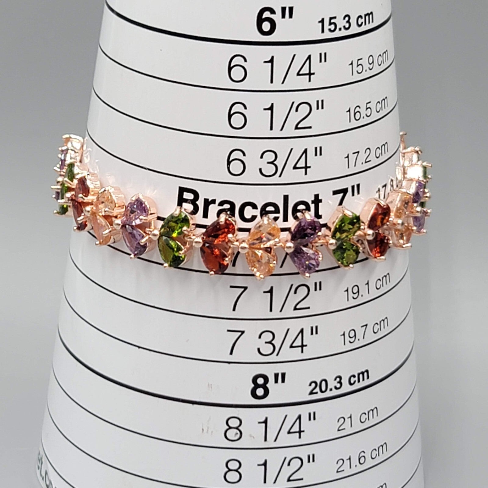 Rose Gold tone Tennis Bracelet Teardrop Shape Crystal 7"
