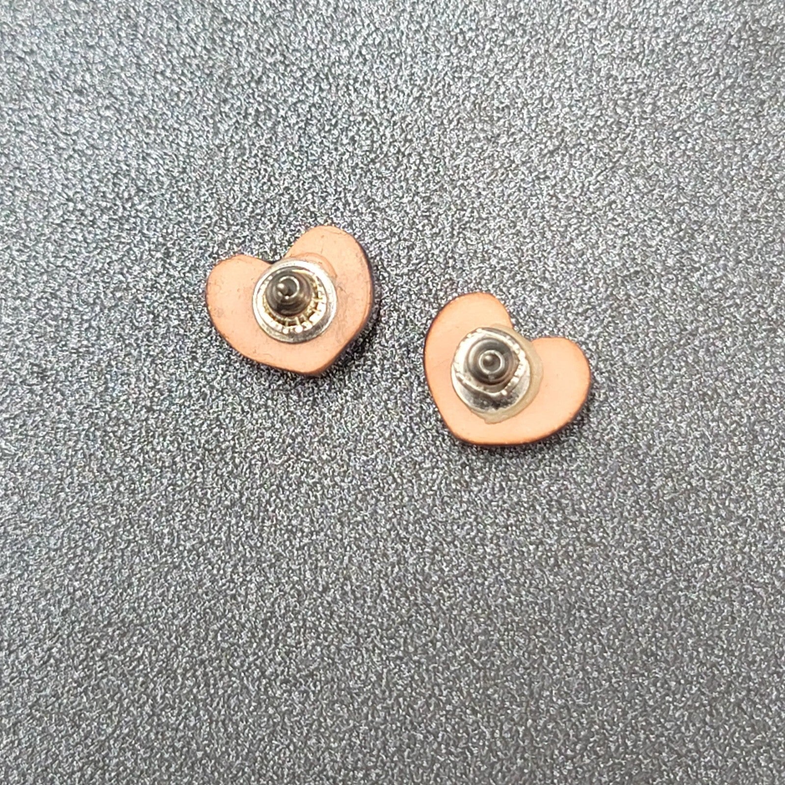 Heart Pierced Earrings Purple Pottery Studs 1/2"