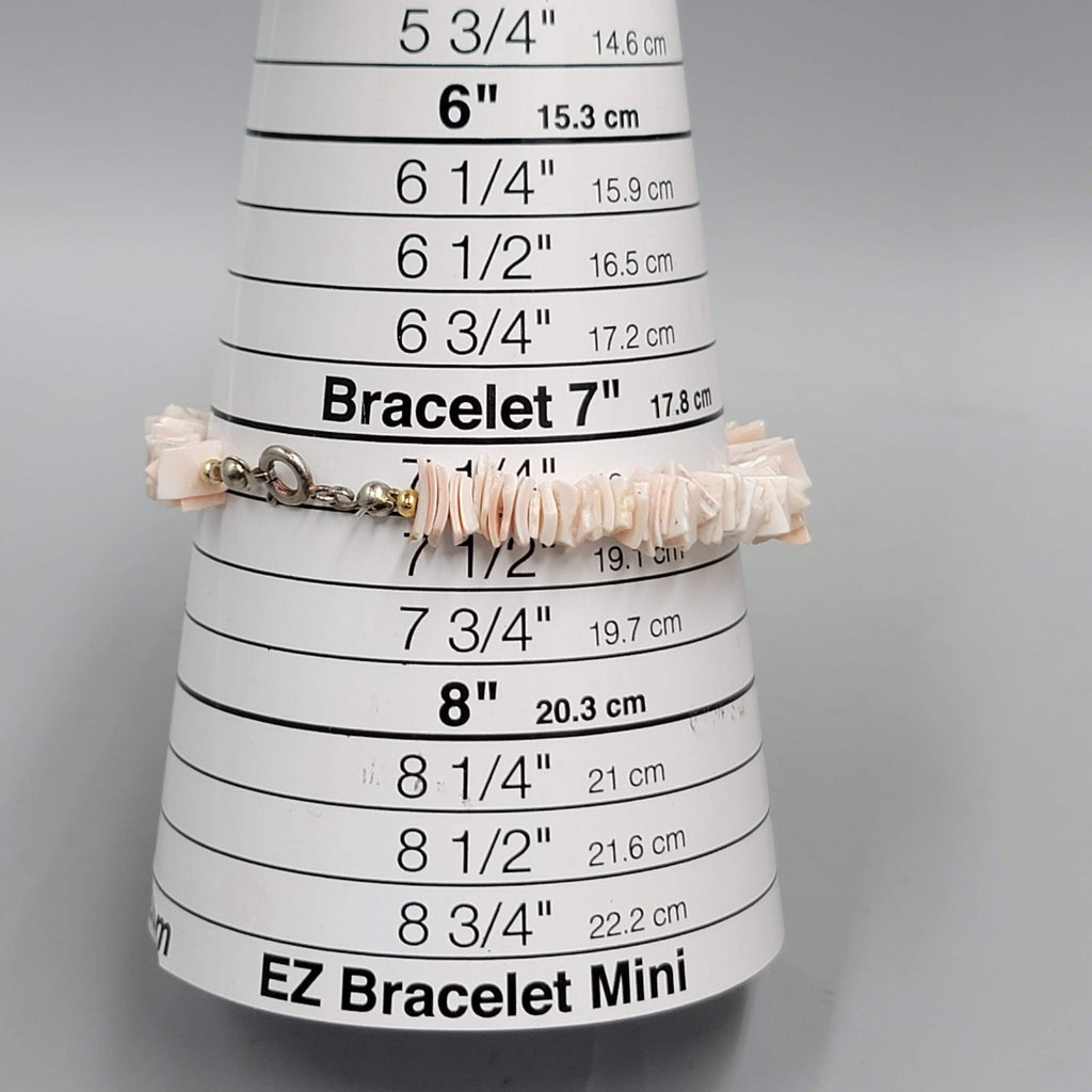 Vintage Pink Shell Chip Bead Bracelet Beach Theme 7.25"
