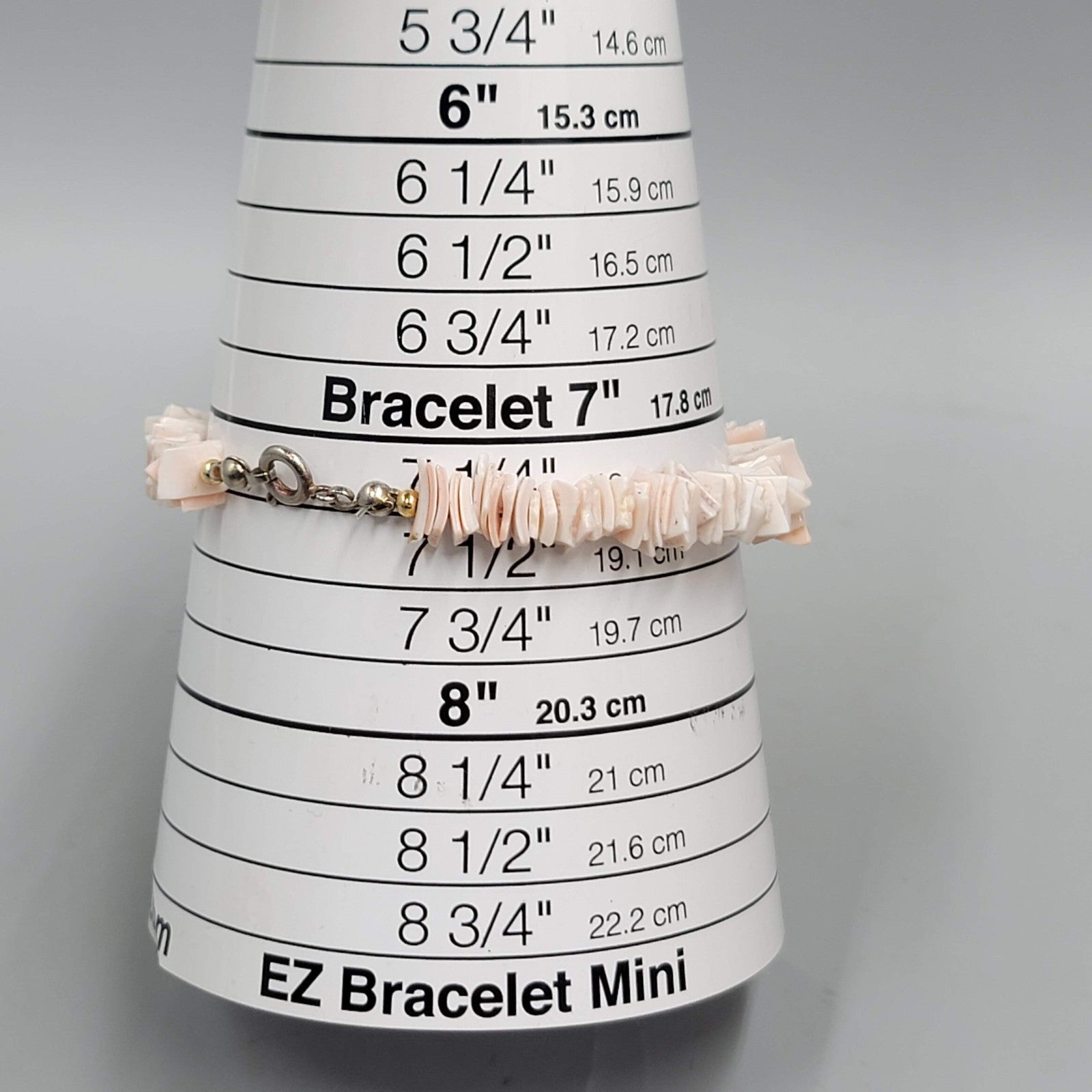 Vintage Pink Shell Chip Bead Bracelet Beach Theme 7.25"