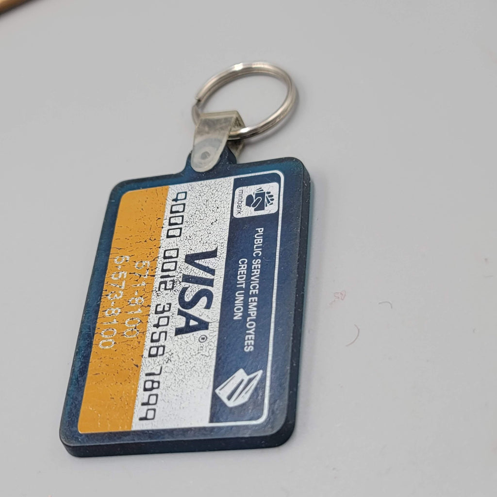 Vintage VISA Public Service Employees Credit Union Minibank Keychain Fob Promo