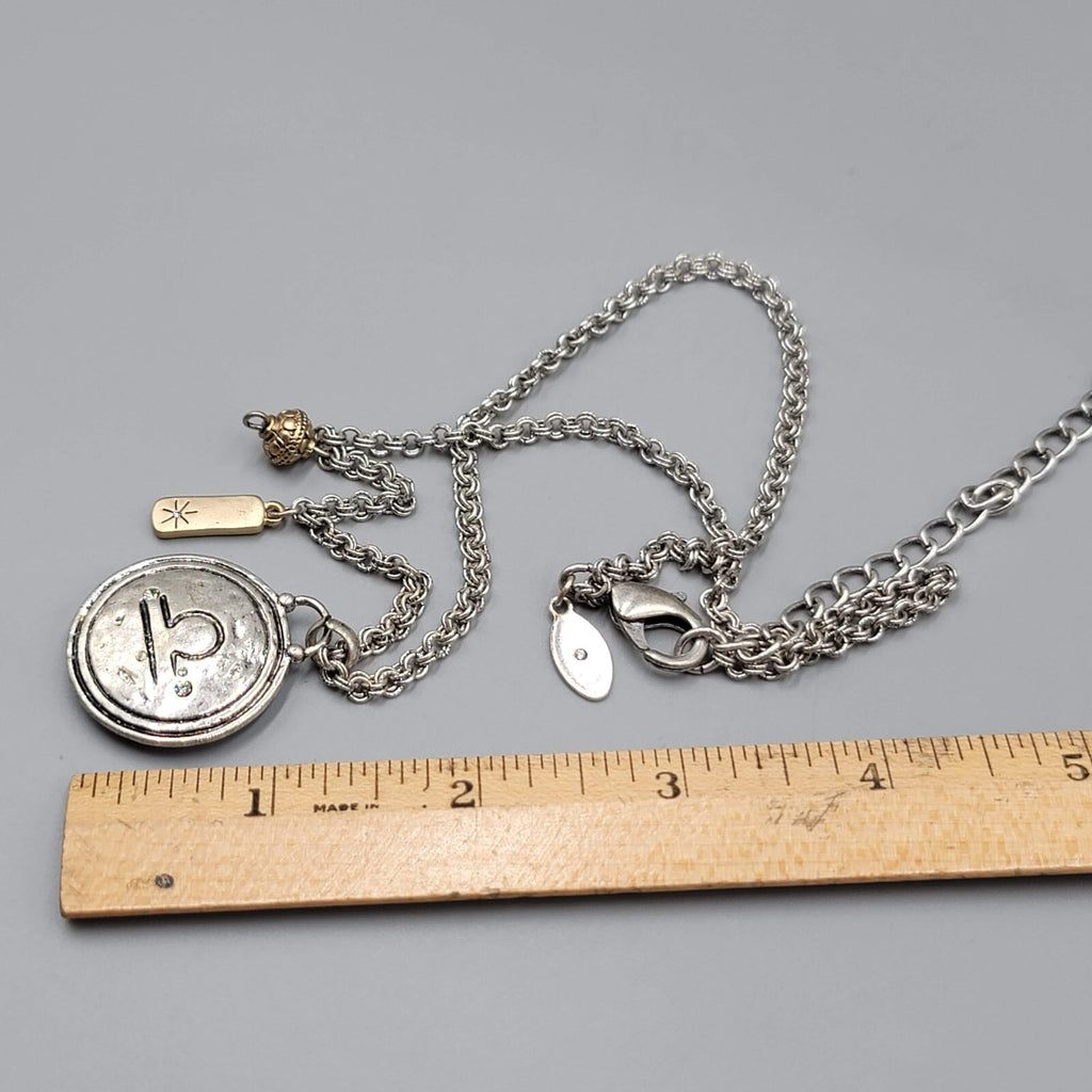 Chicos Libra Necklace Silver tone Charms Pendant Zodiac 18"