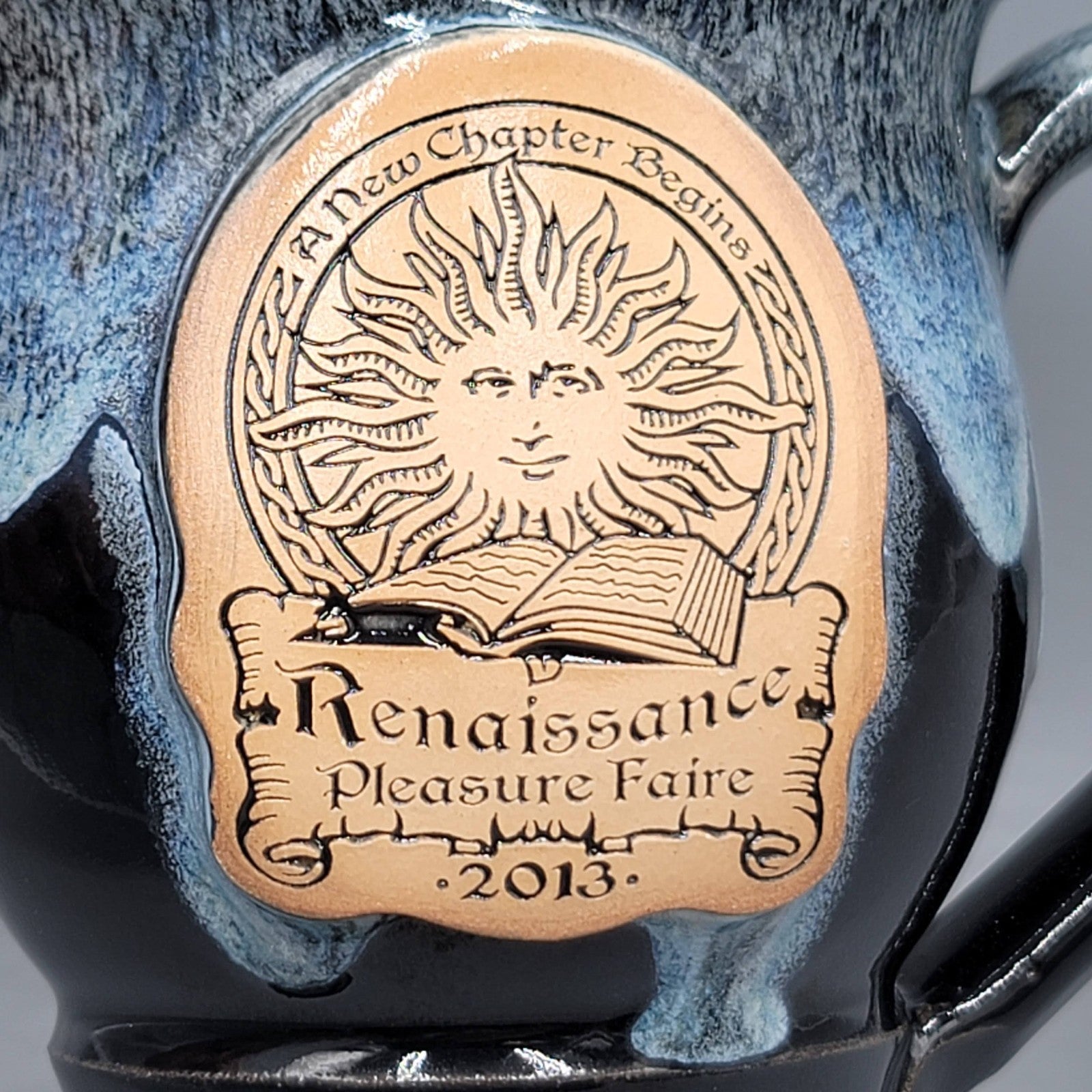 2013 Pleasure Faire Renaissance Festival  Blue Drip Pottery Goblet Mug