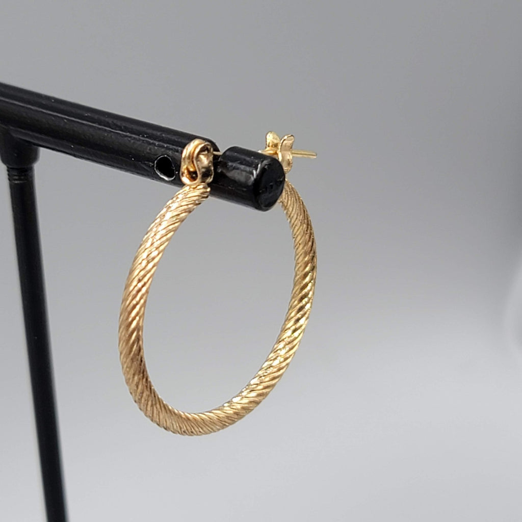 Twist Texture Hoops Pierced Earrings Gold tone Drop 1 in