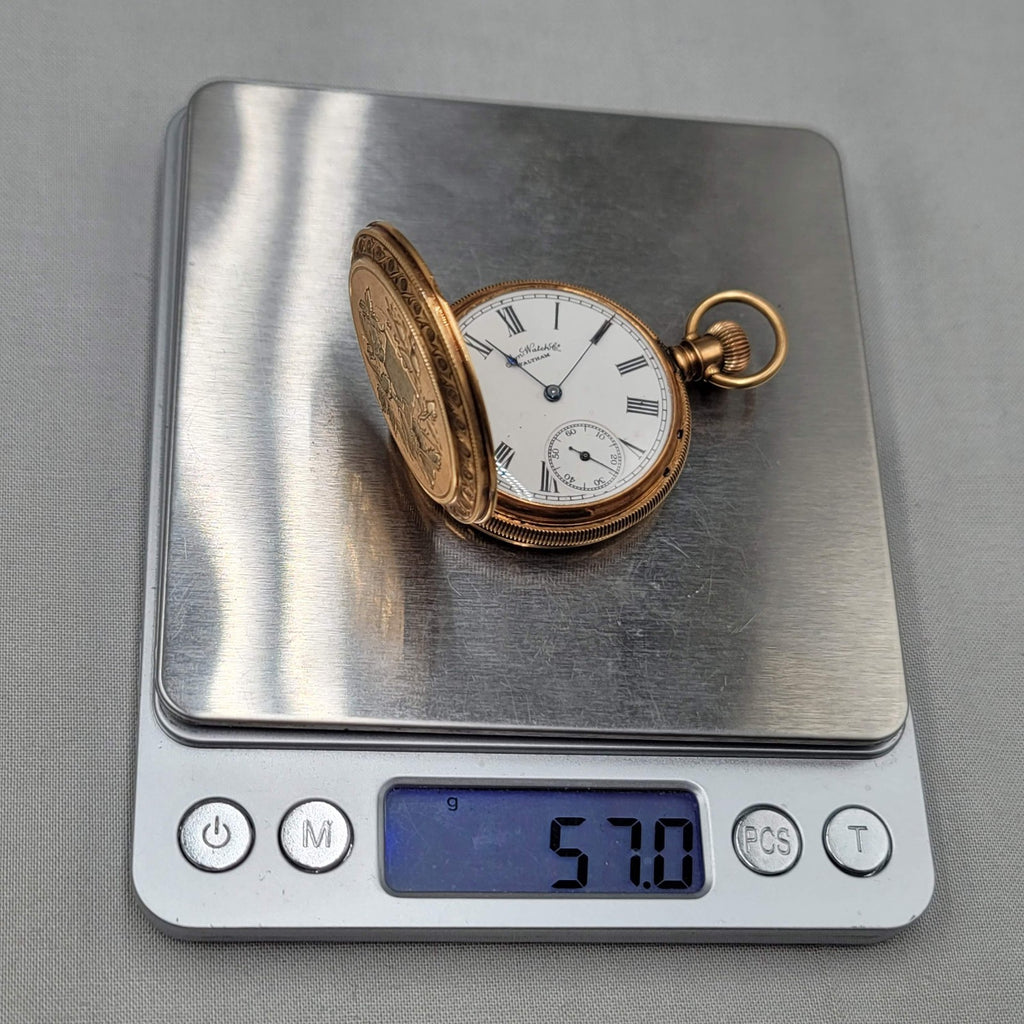 14k Yellow Gold Waltham 9 Jewel Hunter Case Pocket Watch Size 6