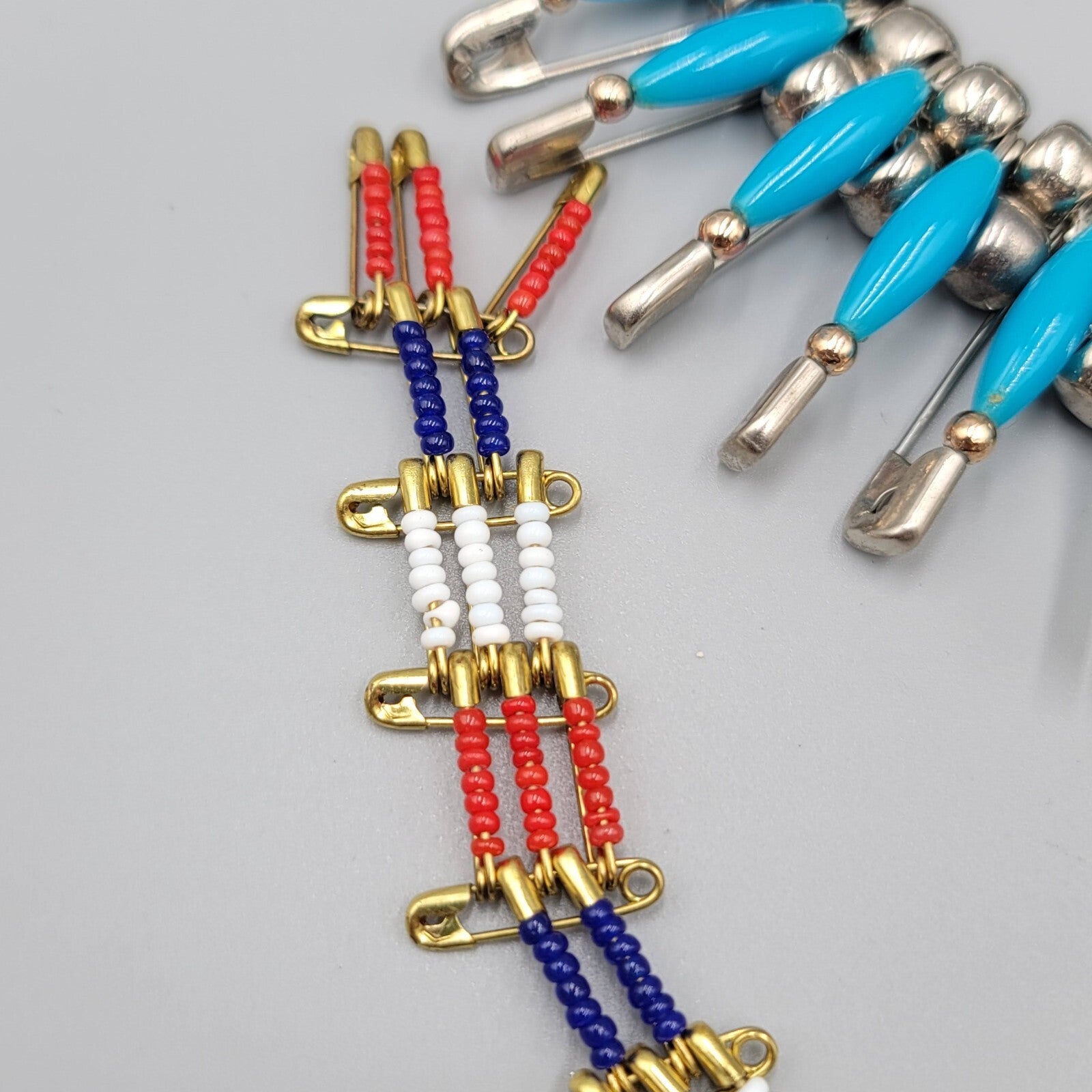 Vintage Beaded Safety Pins Pin Seed Beads Jewelry Crafts Crafting