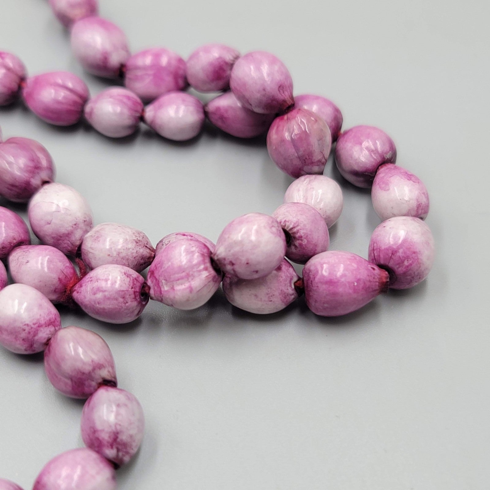Jobs Tears Seed Beads Dyed Purple Hand Strung 50 in