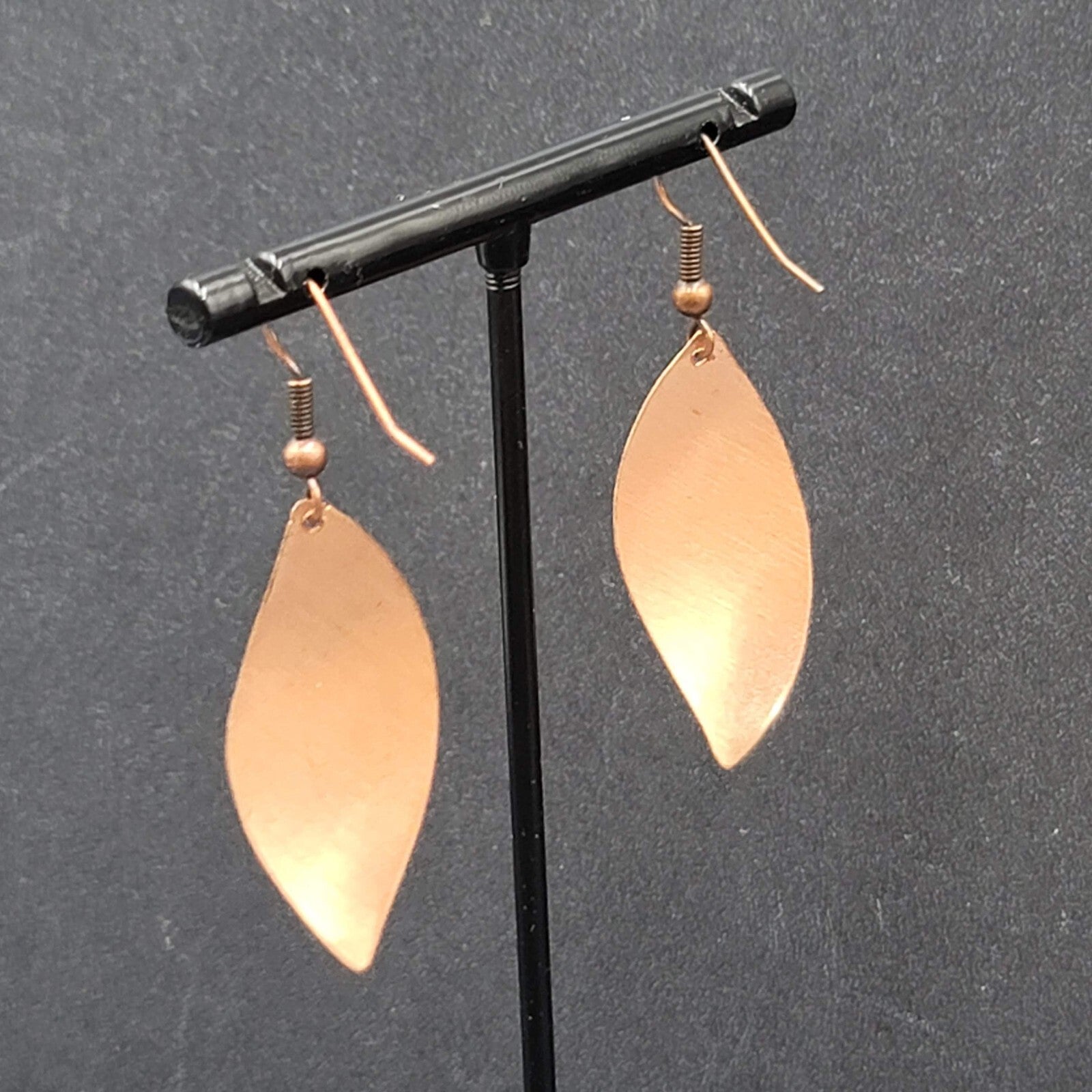 Pierced Earrings Copper Laser Cut Red White Design Dangle 1.5"