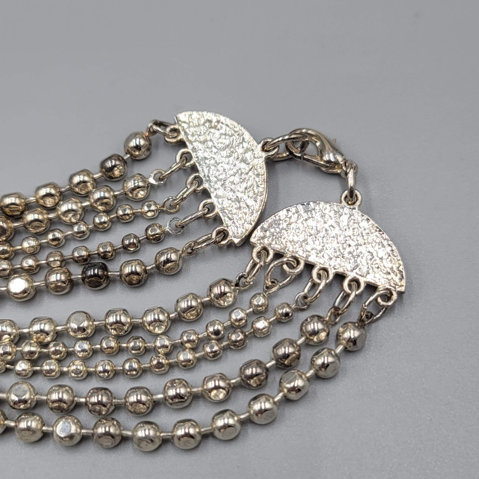 Multistrand Ball Chain Necklace Silver tone 26" - 30"