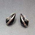 Vintage Pierced Earrings Black Enamel Drop Silver tone 1"