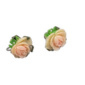 Vintage Acrylic Rose Clip on Earrings Screw Back 3/4"