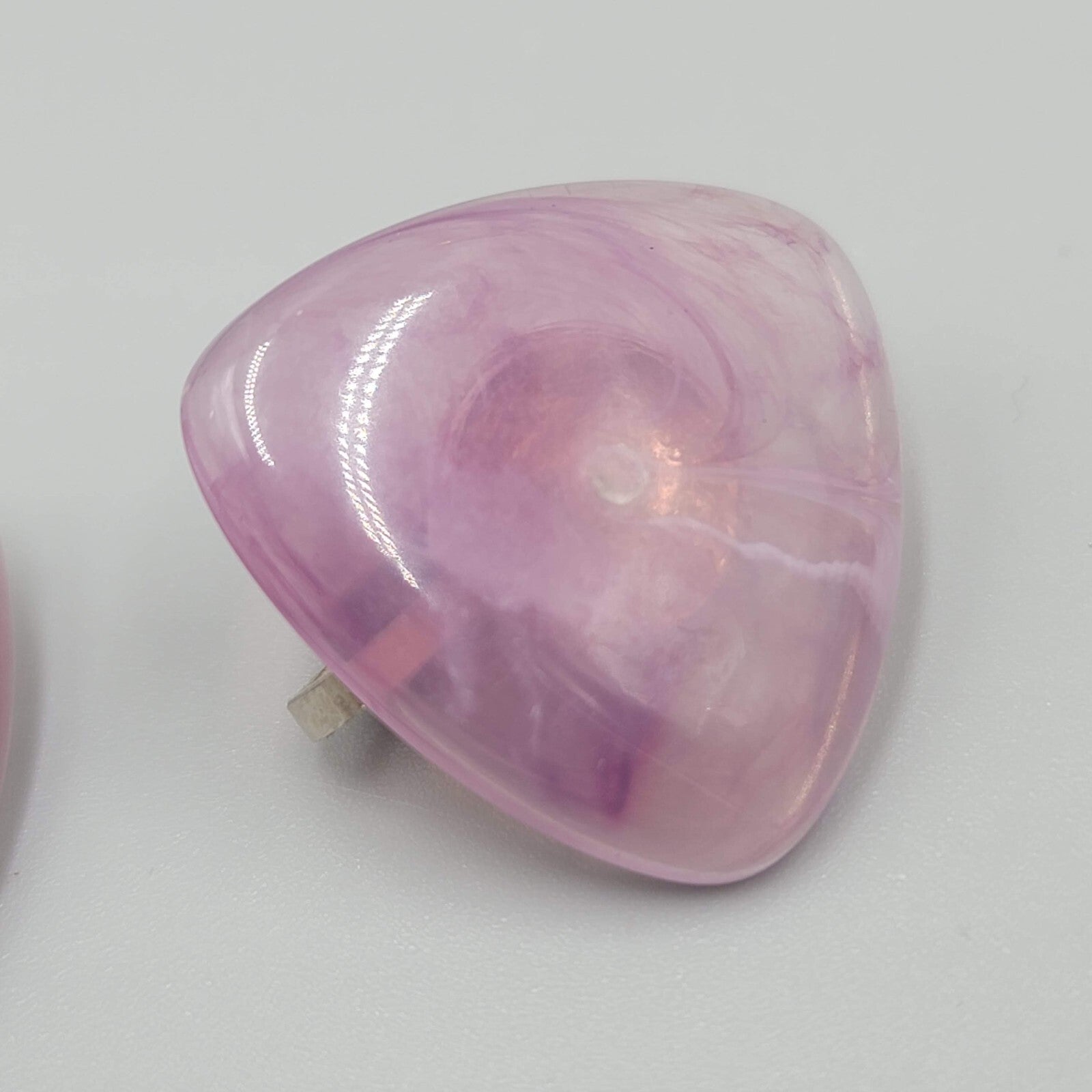 Vintage Purple Clip on Earrings Plastic Triangle Lightweight 1"
