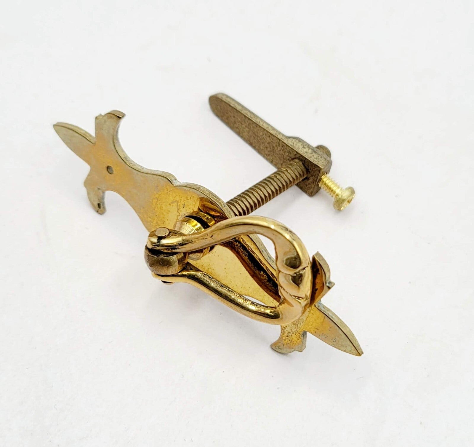 Vintage Brass Drawer Pull Salvage Hardware New Old Stock with Nails