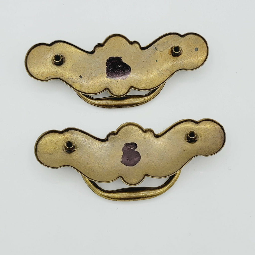 Vintage Brass Drawer Pulls PAIR Salvage Hardware 4 5/8" x 1 5/8" (3")