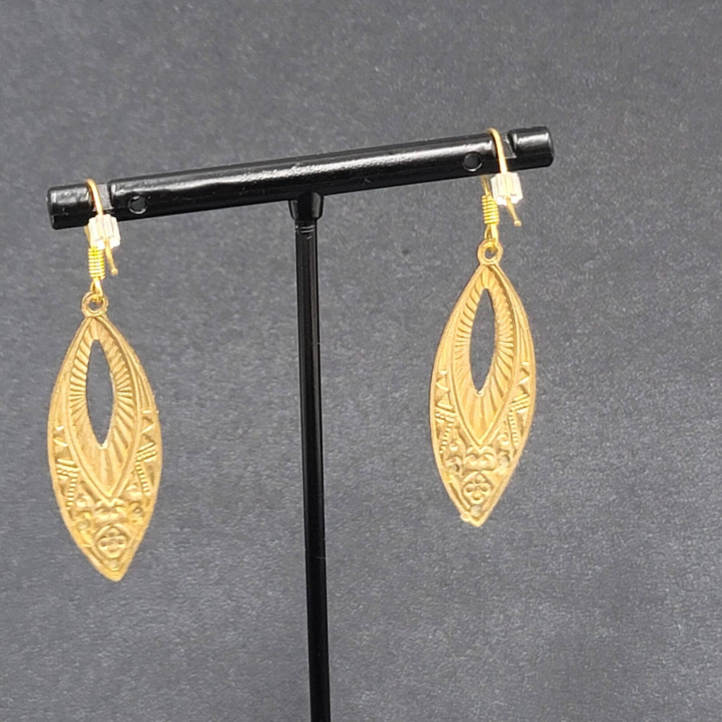 Pierced Earrings Gold tone Rhinestone Dangle 1.5"