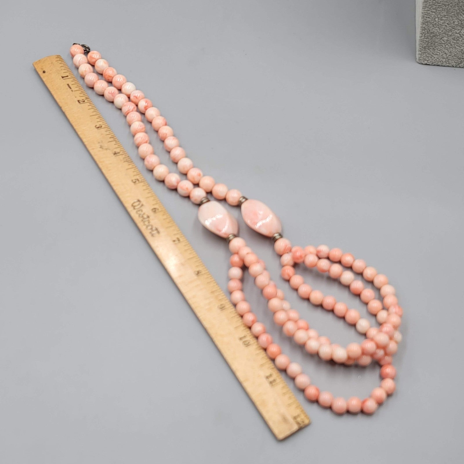 Vintage Pink Swirl Bead Necklace Layered Statement 24 in