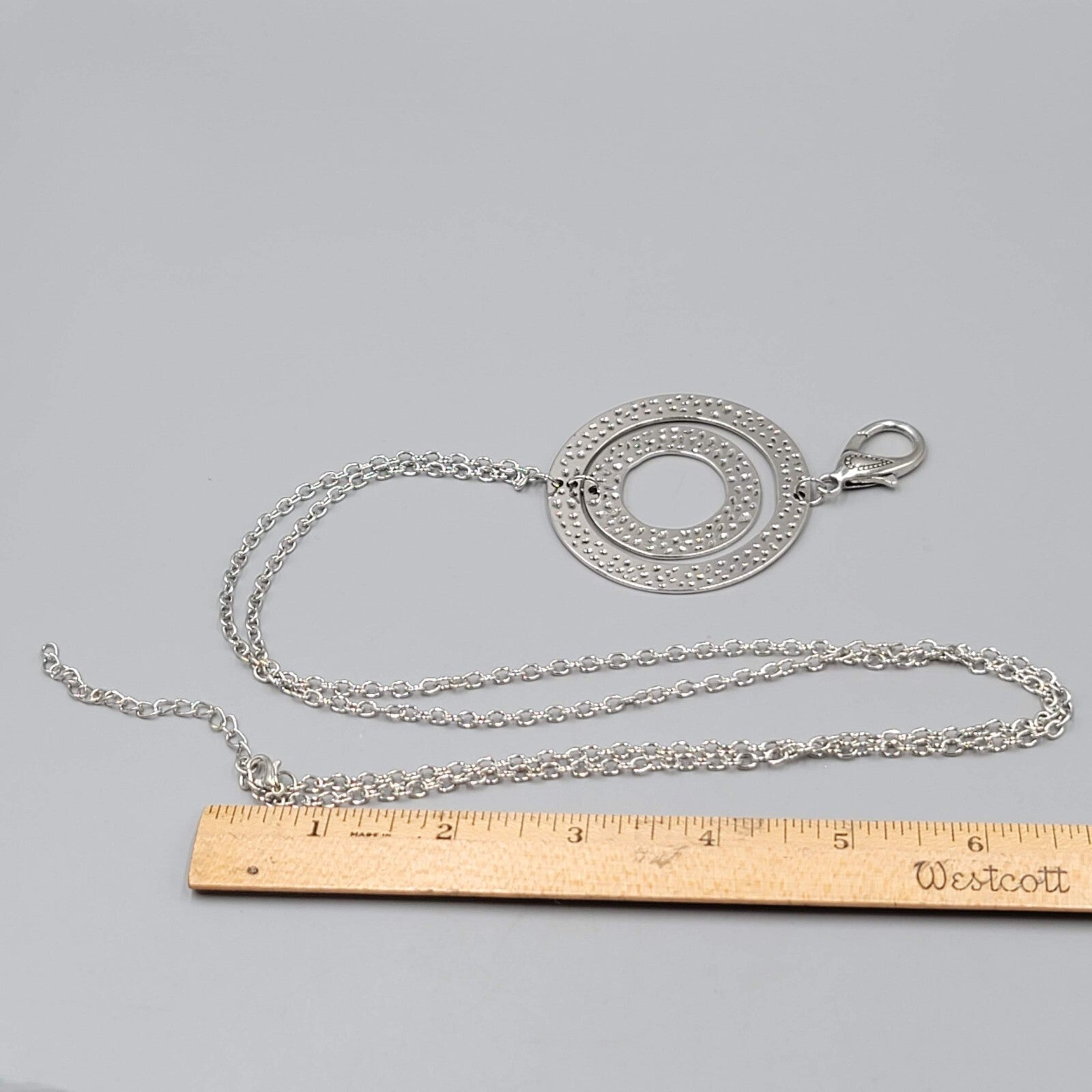 Lanyard Necklace Silver tone Keychain Necklace 36"