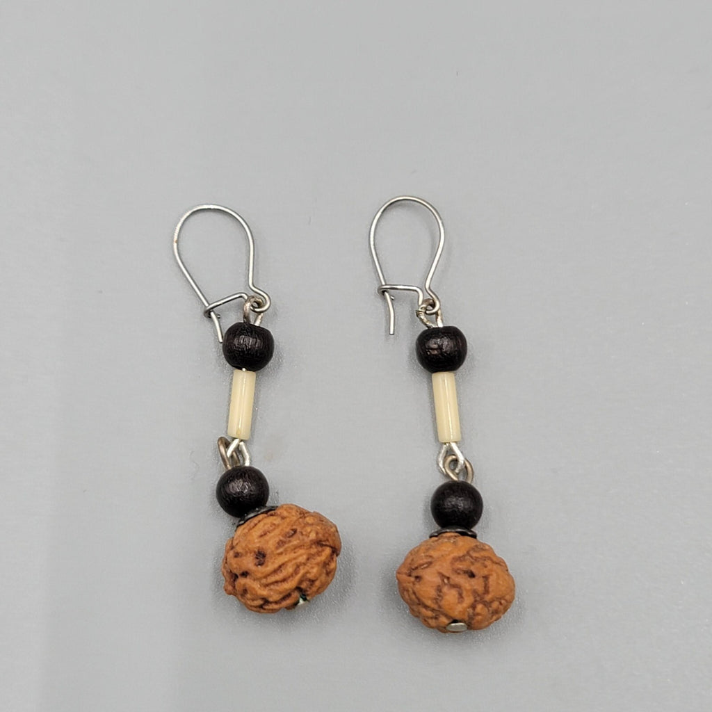 Boho Pierced Earrings Silver tone Seed Beaded Dangle 1.25"