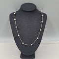 14K White Gold 5mm Tahitian Peacock Pearl Station Chain Necklace 17" long