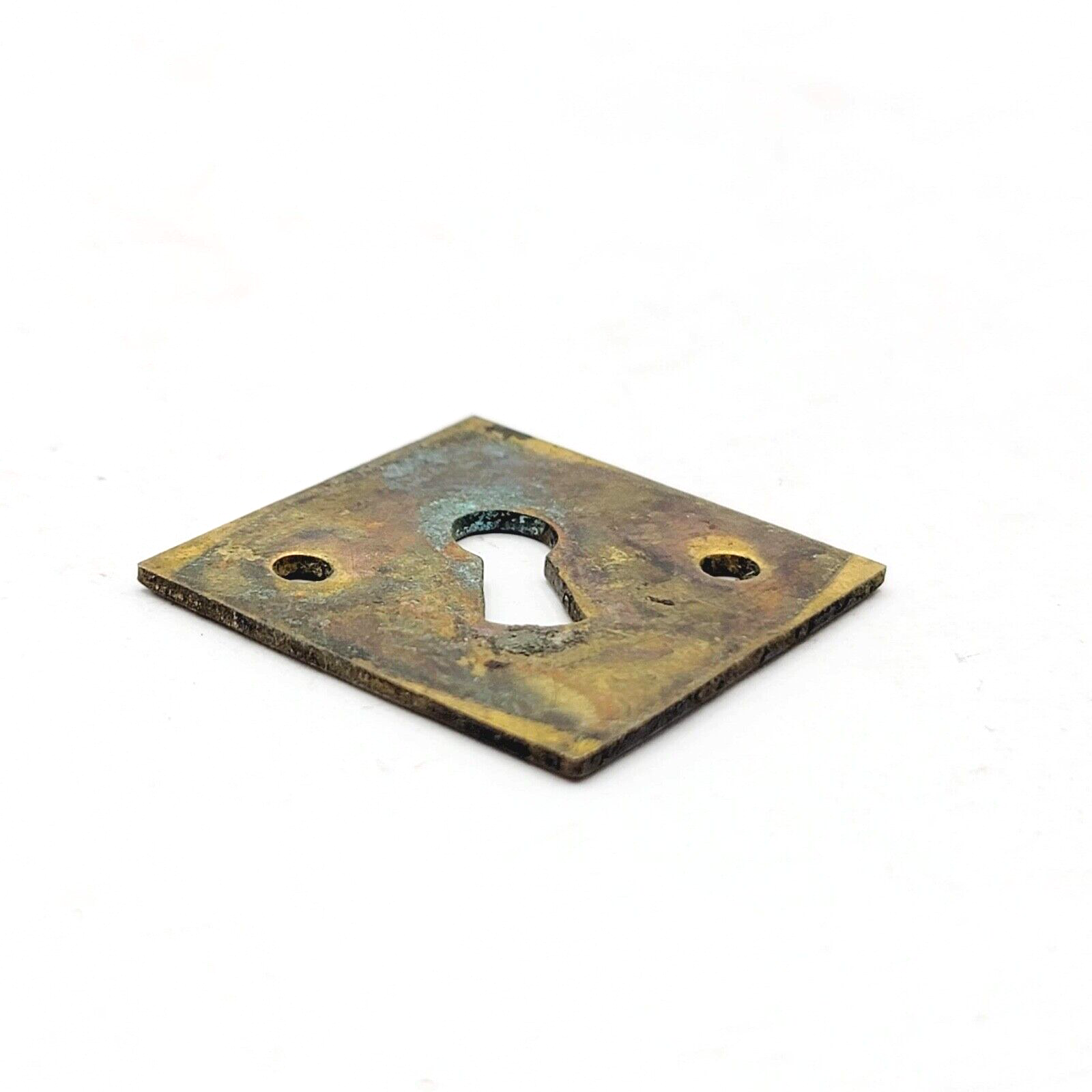 SINGLE Vintage Ornate Brass Skeleton Key hole Escutcheon Salvage 1 1/4" x1 1/4"