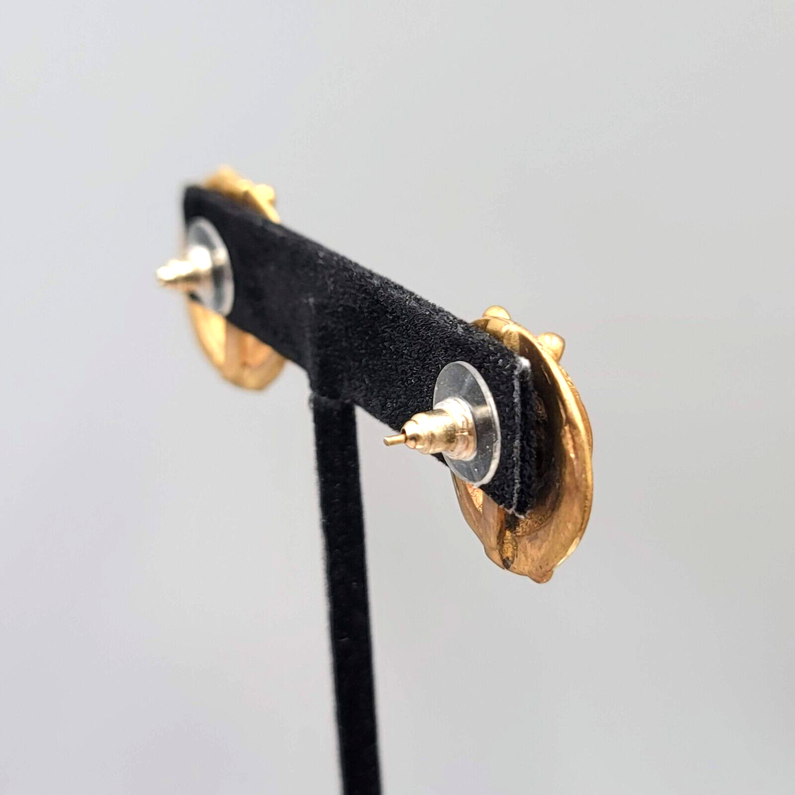 Pierced Earrings Handmade Gold Plated Ethnic Style Drop 7/8"