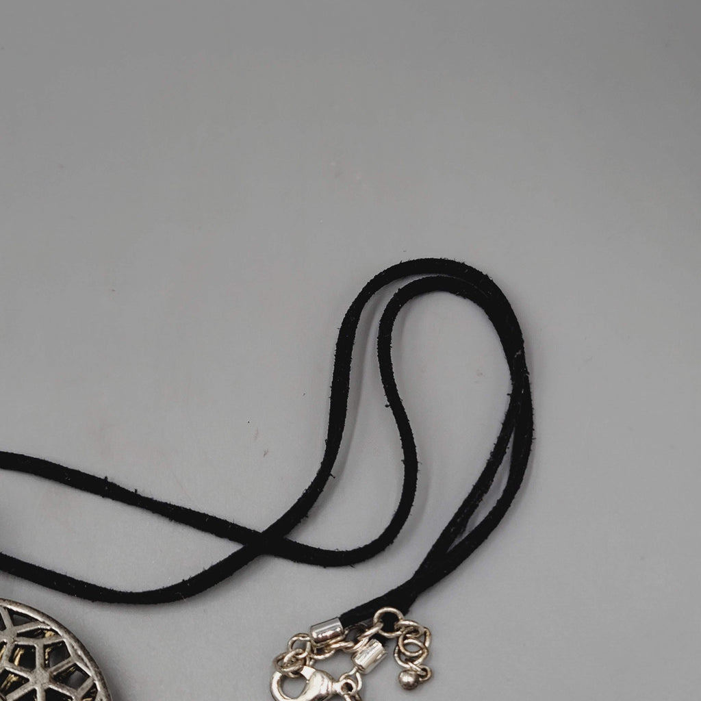 Premier Designs Boho Medallion Pendant Necklace Silver Gold Tone Reversible