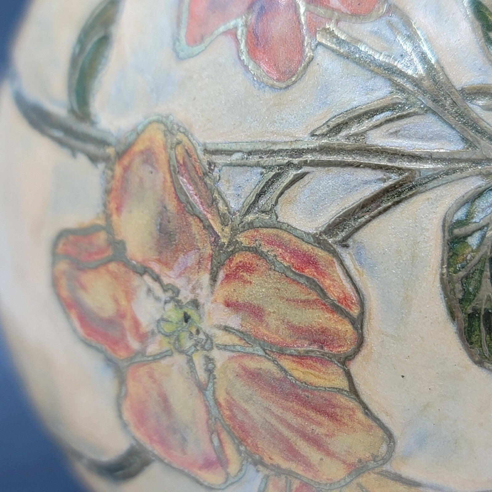 Heavy Orb Vase Bowl Enamel Metal Floral Balls Table Decor Tray Farmhouse 4" 