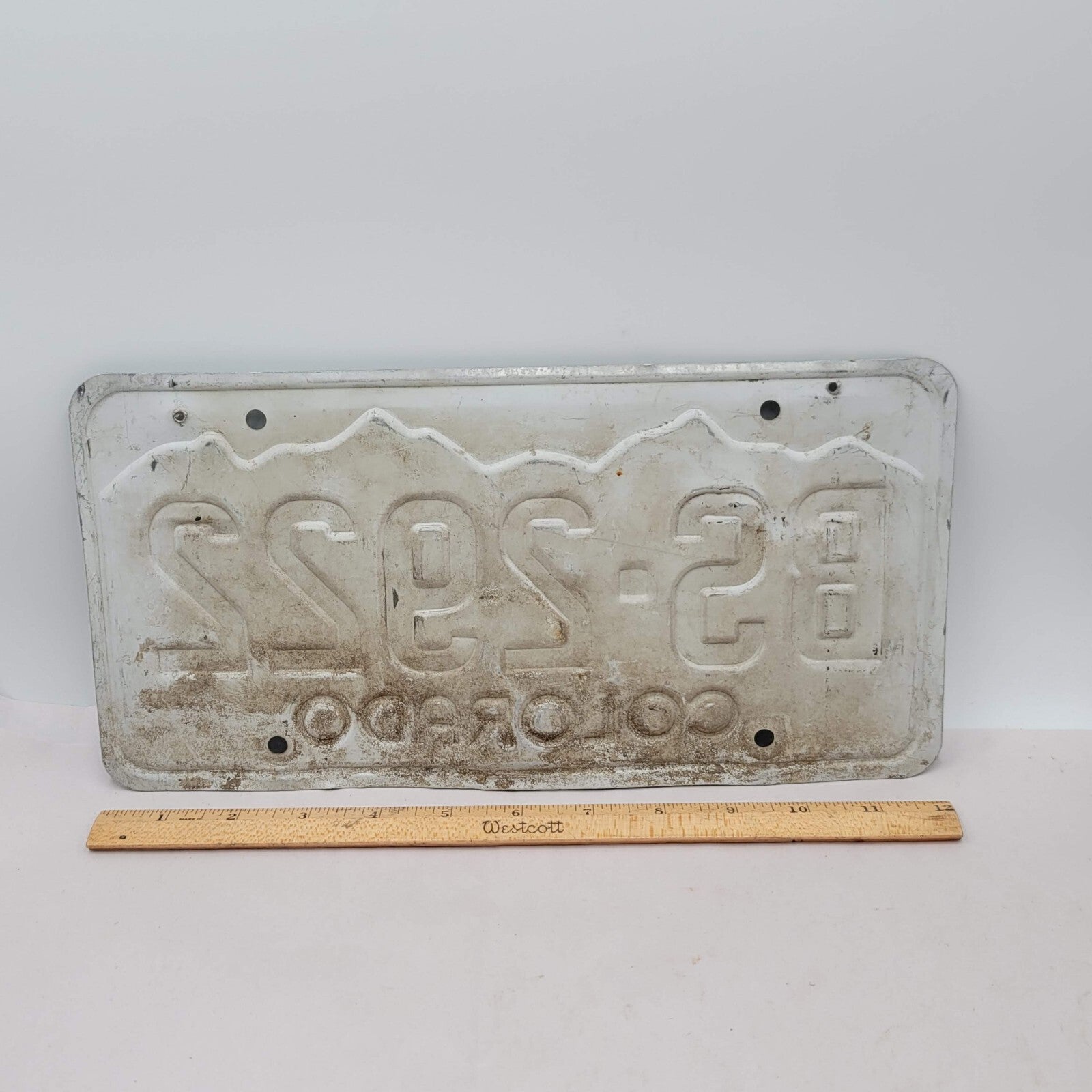 License Plate Vintage COLORADO BS 2922 12" x 6" Green White
