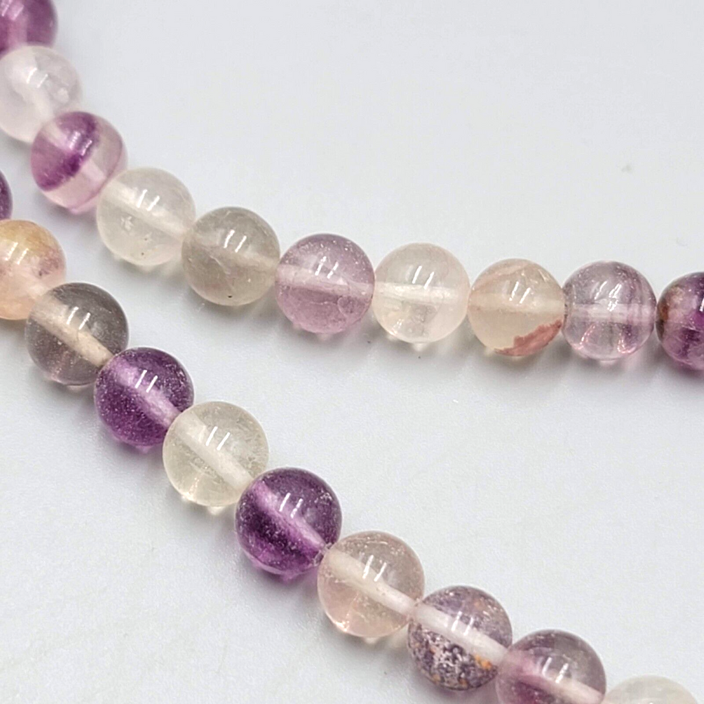 Purple Amethyst and Quartz Bead Necklace Stone 16"