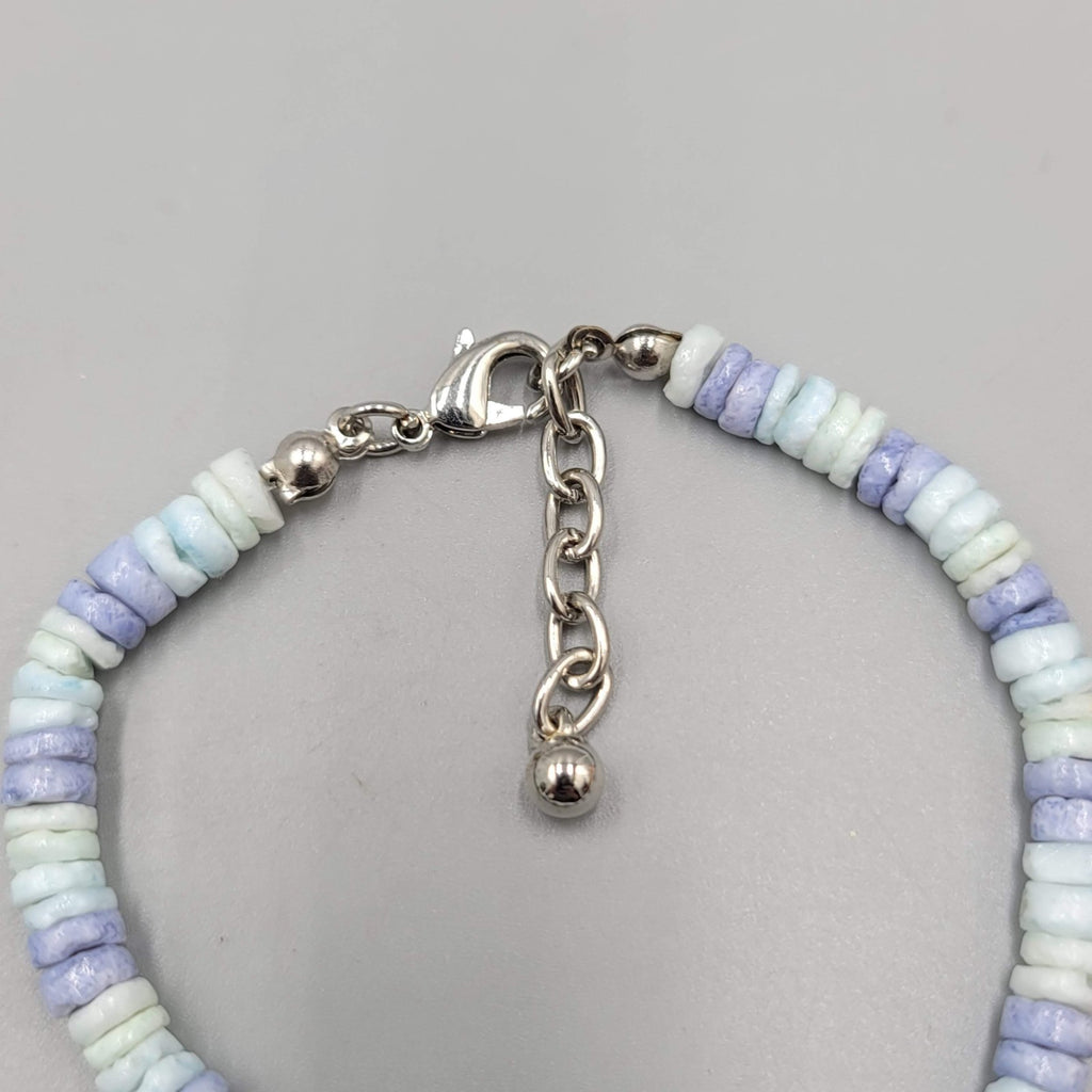 Lavender Purple Dyed Seashell Bead Bracelet 7"-7.5" Adj