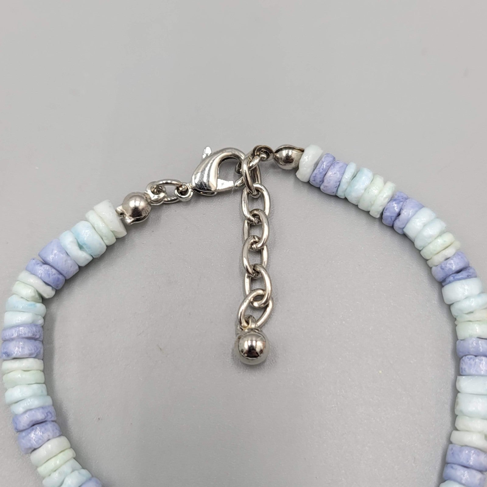 Lavender Purple Dyed Seashell Bead Bracelet 7"-7.5" Adj