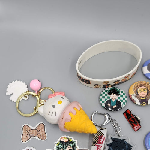Anime Pin Button Sticker Keychain Charm Lot