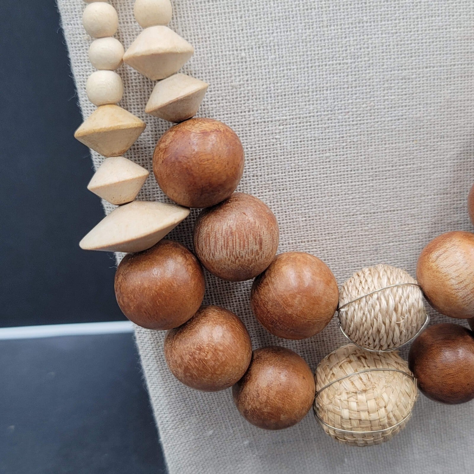 White House Black Market Graduated Wood Bead Double Strand Necklace 20"-22"