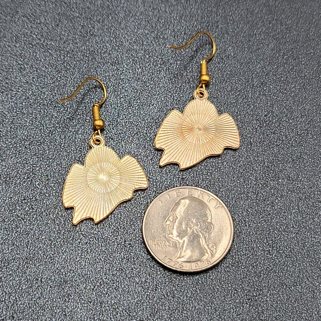 New Black Ghost Halloween Pierced Earrings Gold tone Enamel Dangle 1"