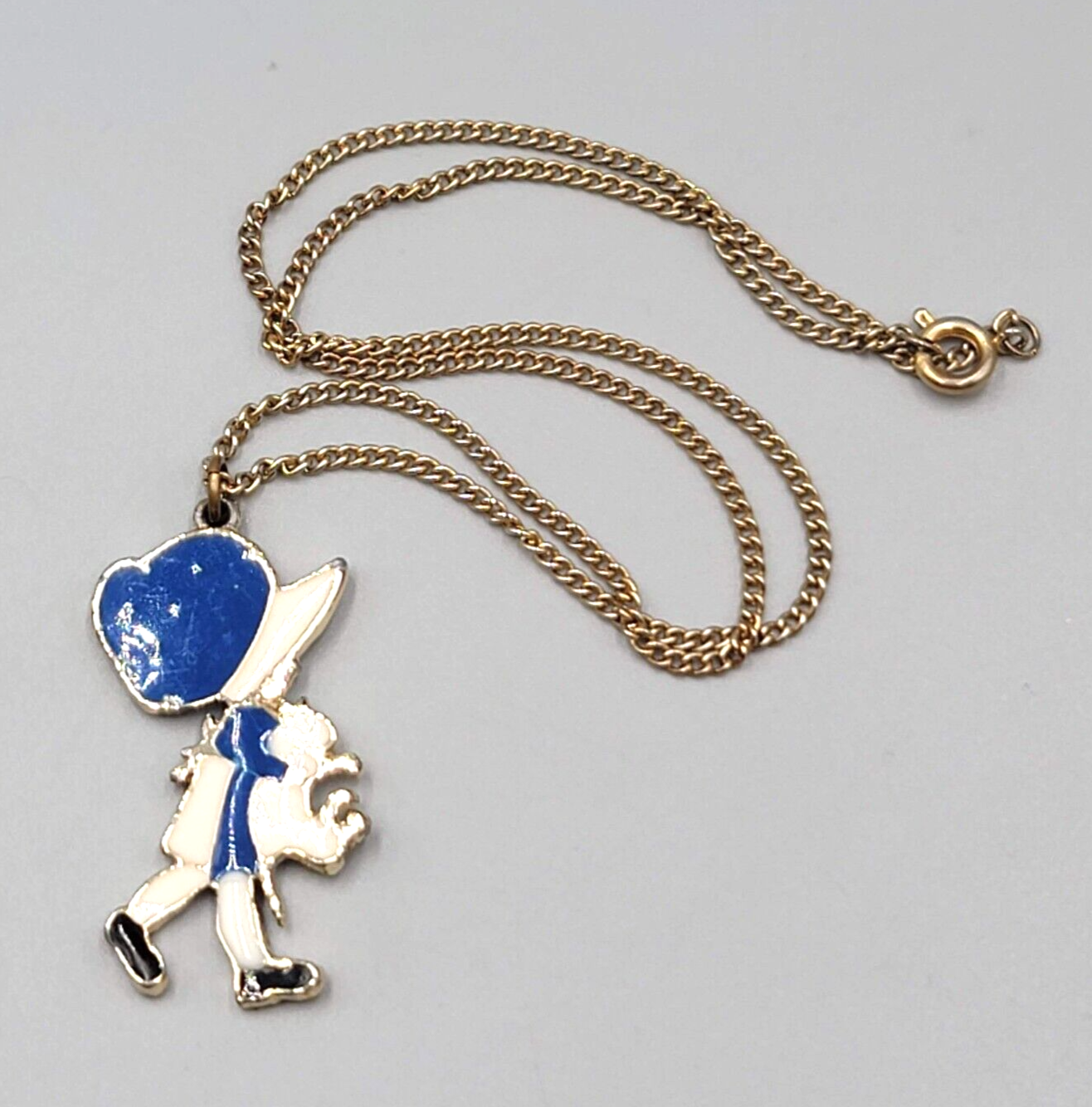 Vintage Holly Hobbie Pendant Chain Necklace Enamel  16"
