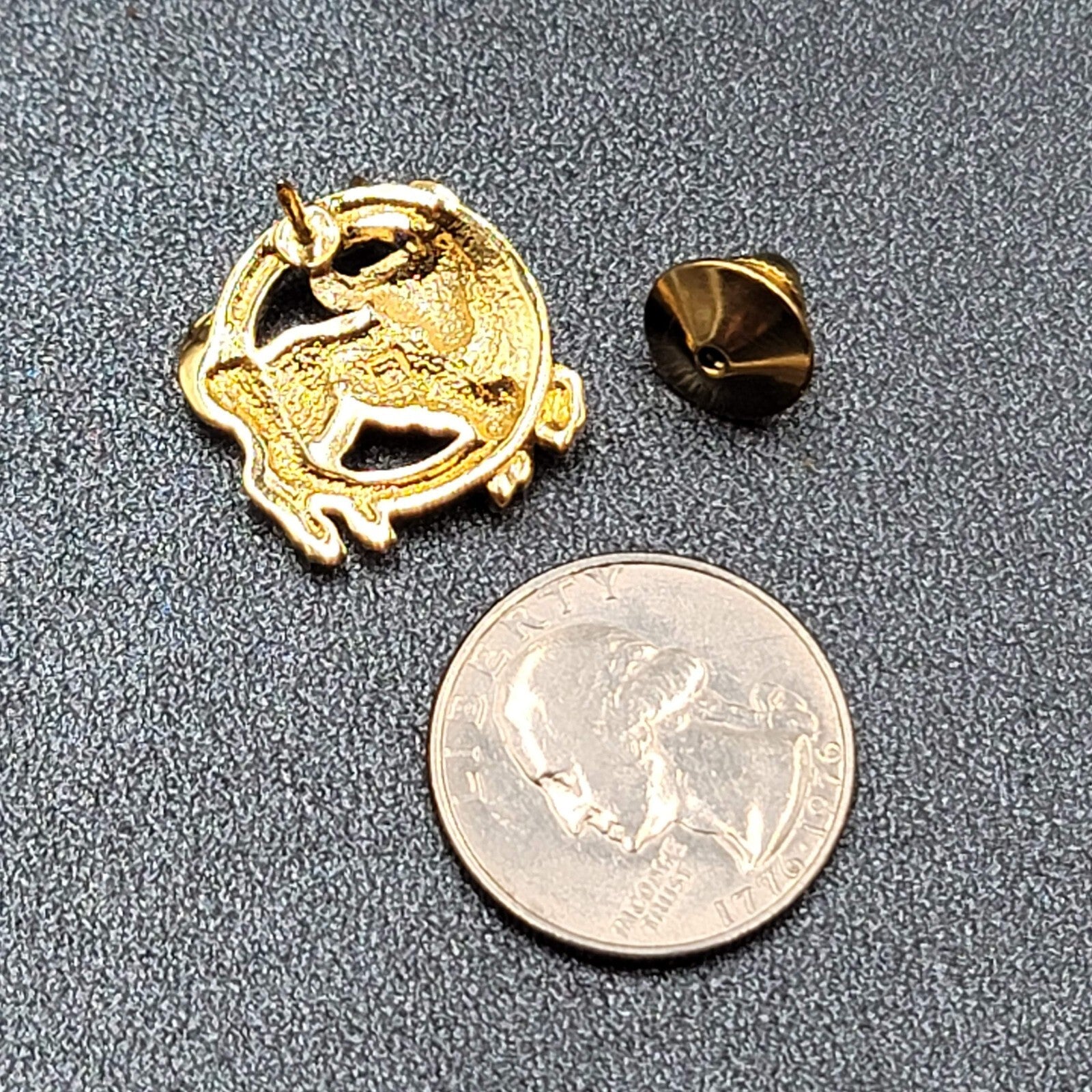 Zodiac Taurus Bull Lapel Hat Tie Pin Gold Plated Crystal Rhinestone 7/8"