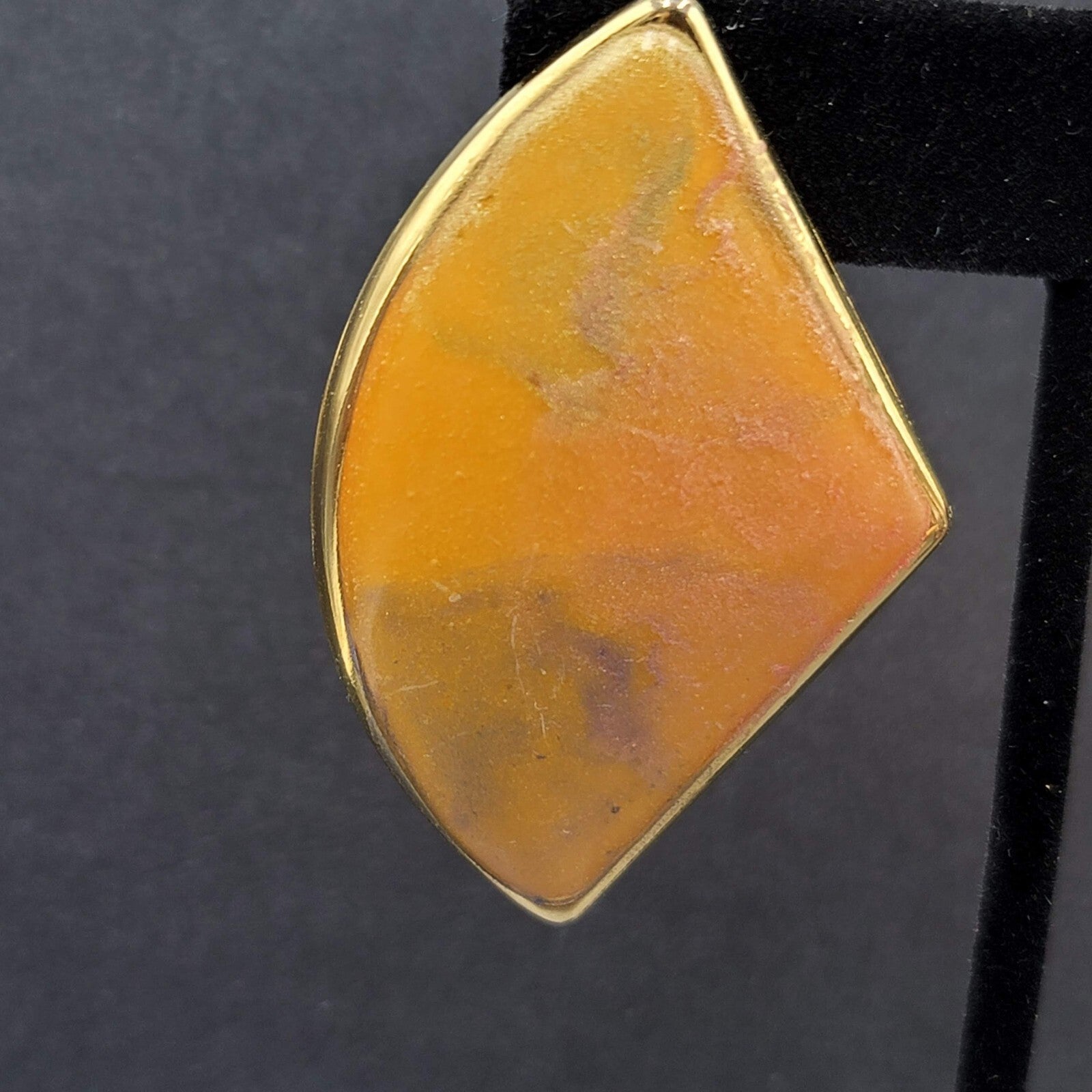 Vintage Pierced Earrings Yellow Enamel Gold tone Large Statement 1980s 2"
