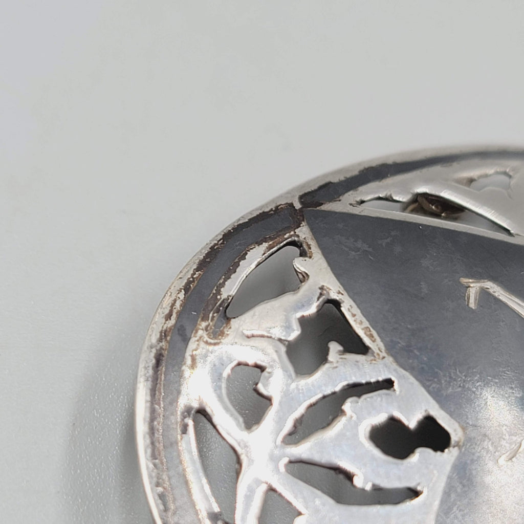 Vintage Siam Sterling Silver Nielloware Brooch Oval 2 1/4" x 1 5/8"