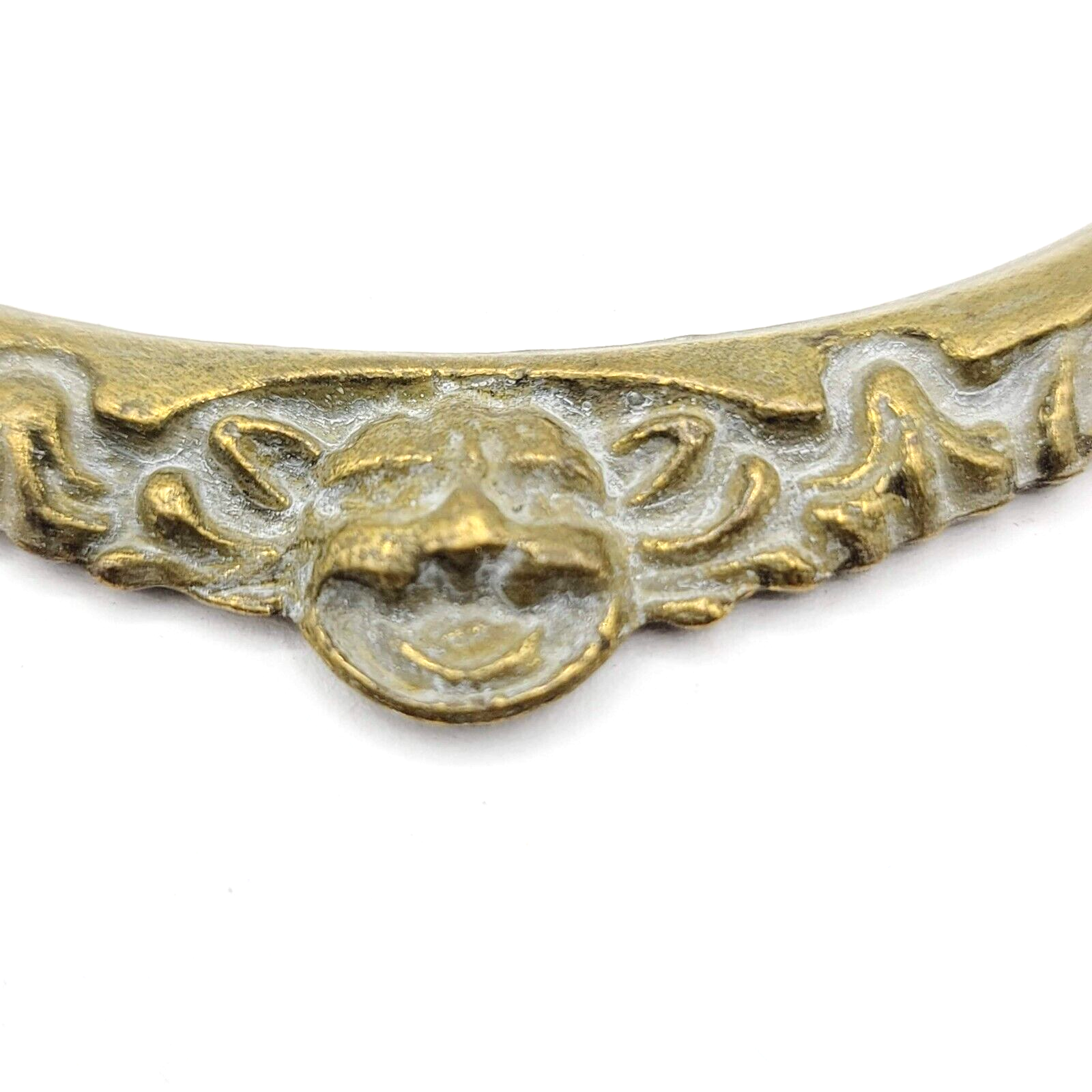 Vintage Brass FACE Ornate Bail Pull Handle Replacement Set of 2 - 3"