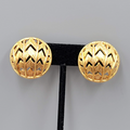 Vintage Textured Clip on Earrings Gold tone Open Round Statement 1 in