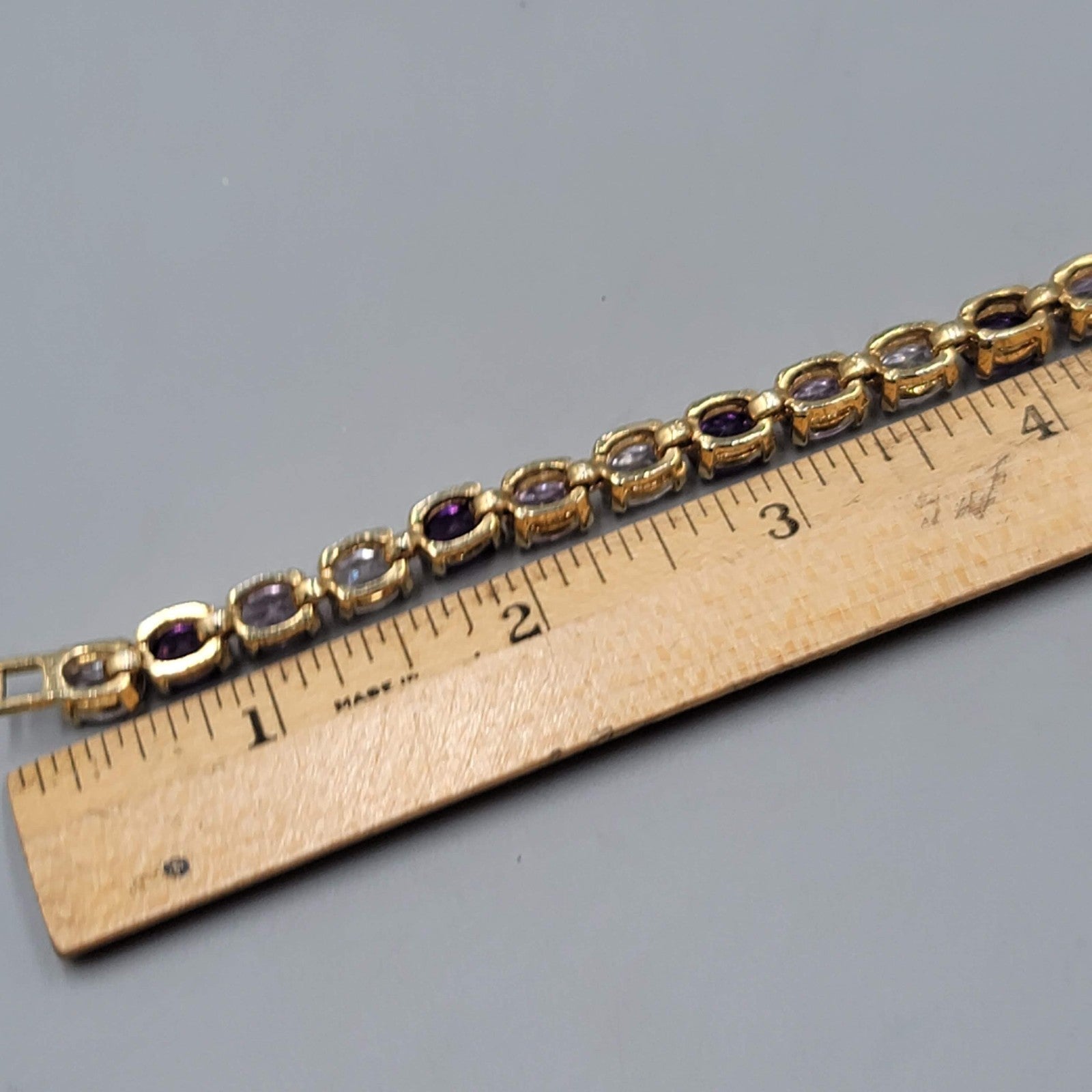 Vintage Purple Crystal Tennis Bracelet 6.75 in