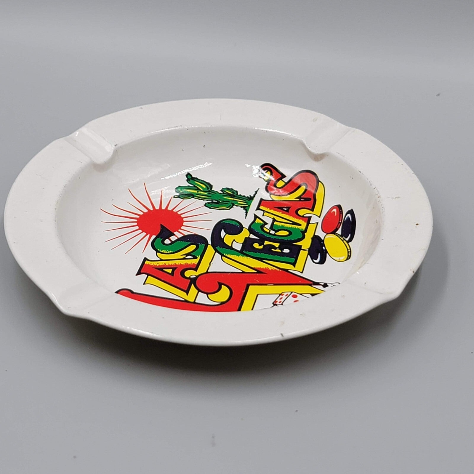 Vintage Las Vegas Metal Ashtray Souvenir 5.25"