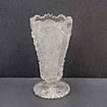 Vintage Pressed Glass Flower Vase Intricate Design 6.5"