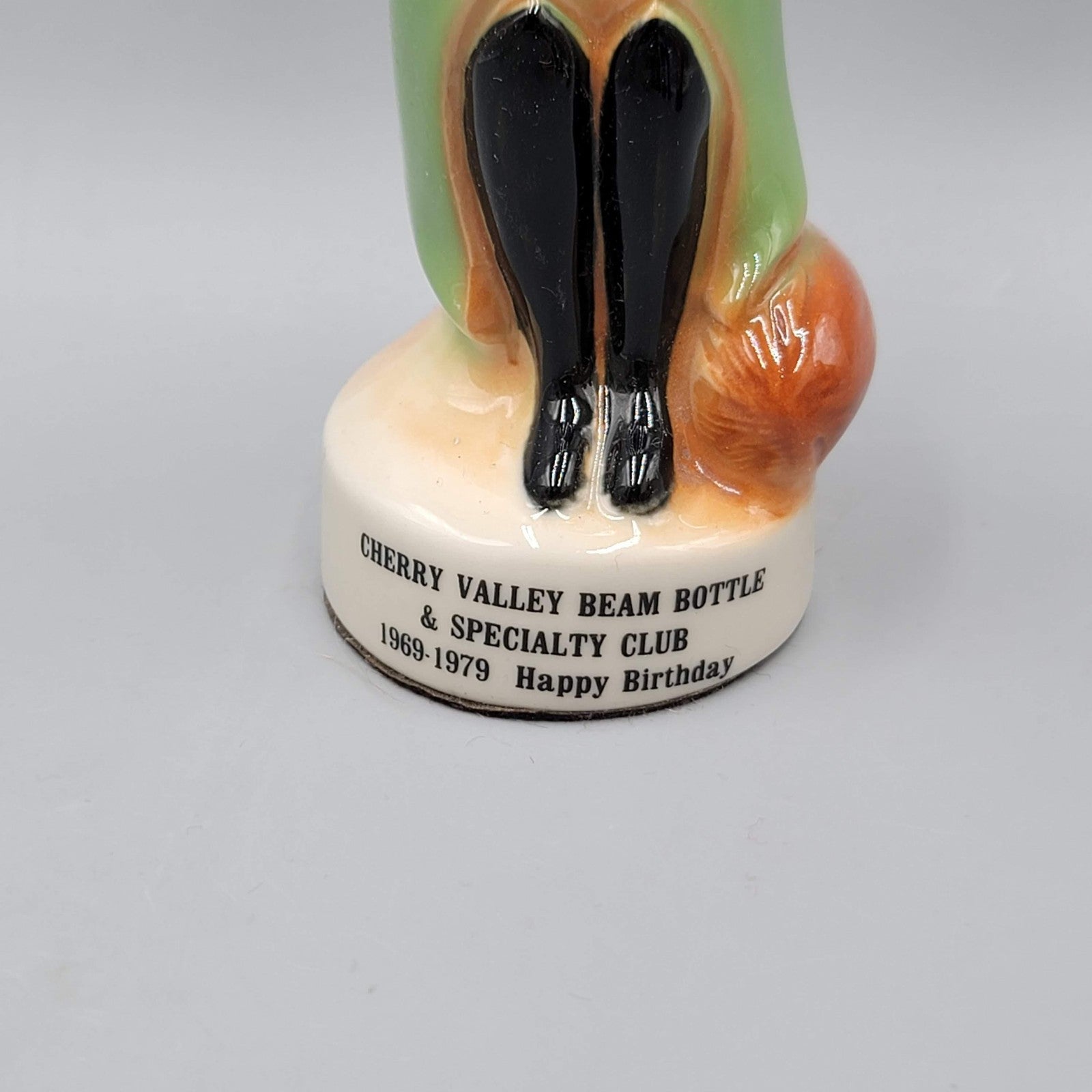 Vtg Jim Beam Regal Fox Cherry Valley Club Happy Birthday Ceramic Paperweight